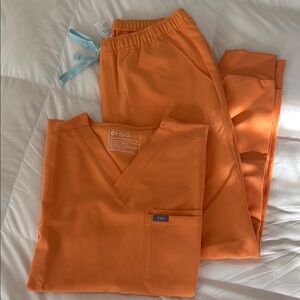 Figs Bright Orange Scrub Set MENS